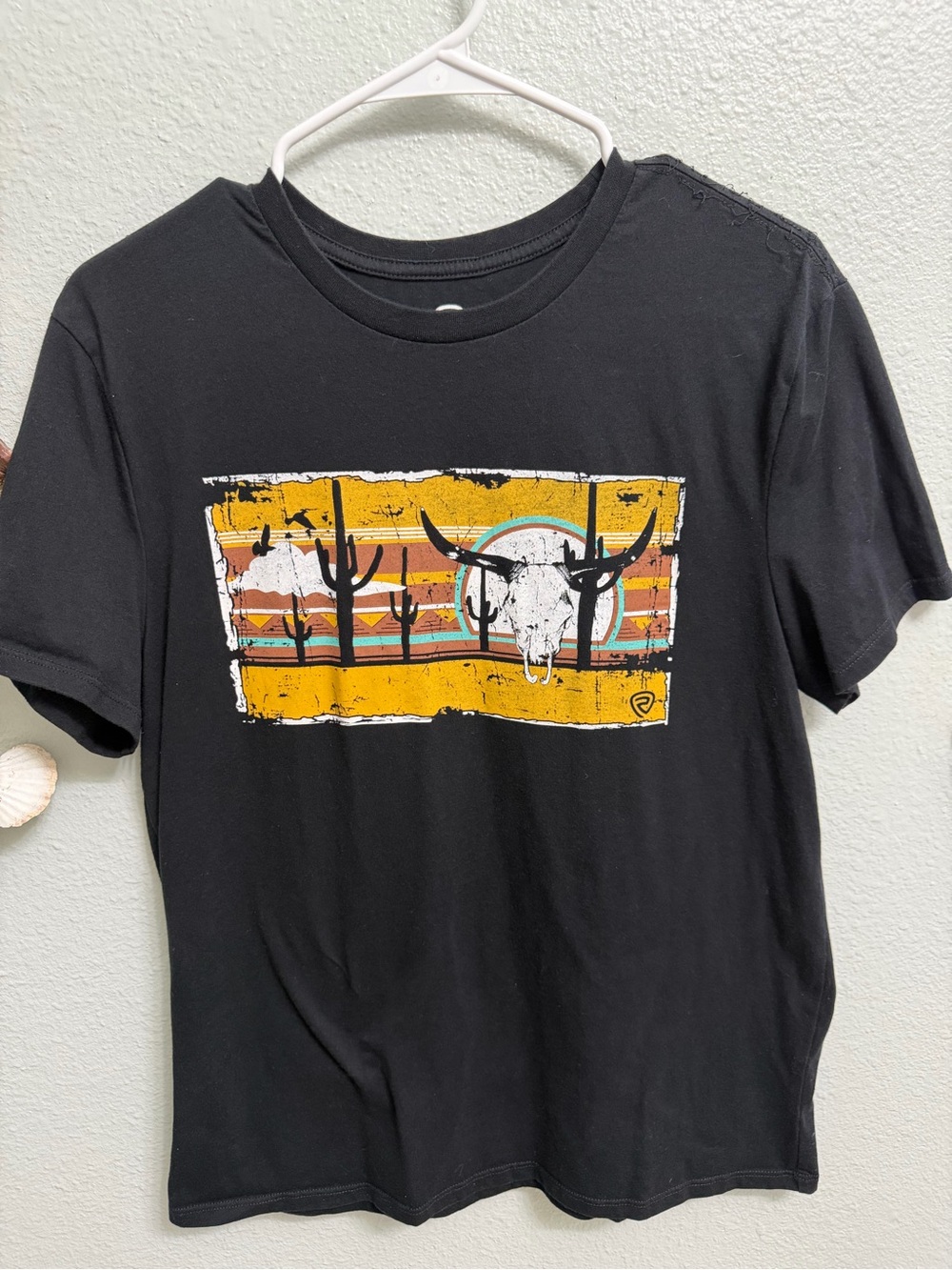 Black Short-Sleeve Graphic Tee with Western Skull
